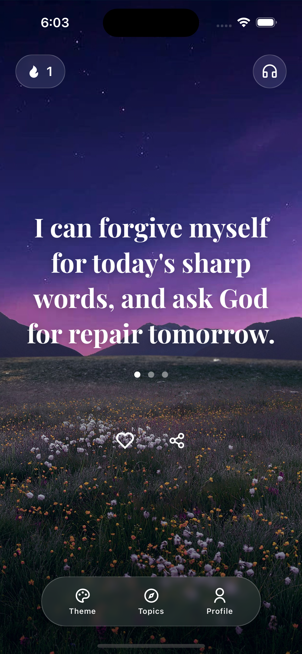 Selah app showing a daily ritual